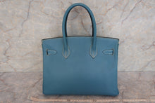 将图片加载到图库查看器，HERMES BIRKIN 30 Chevre myzore goatskim Blue jean □C刻印 Hand bag 500070148
