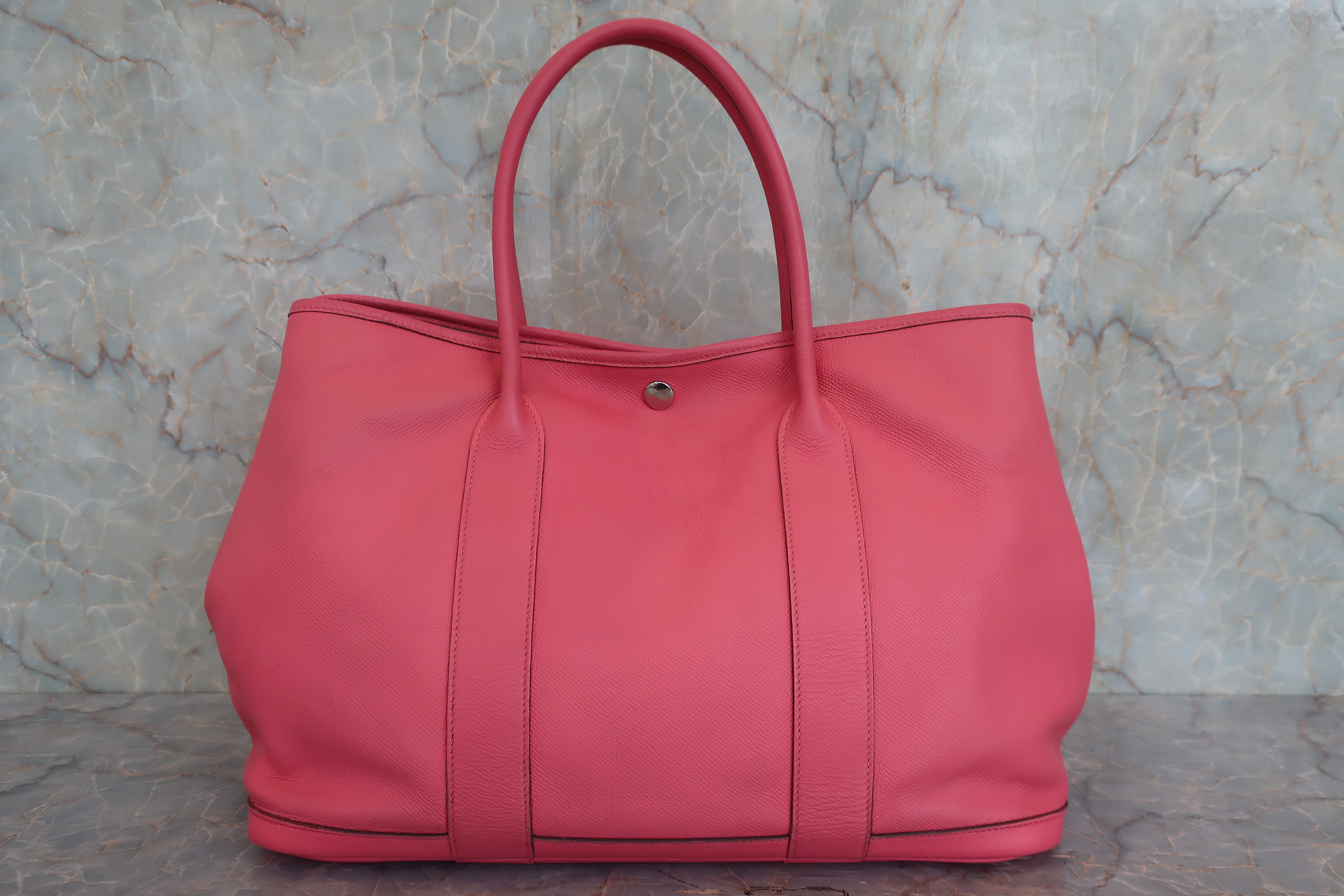 HERMES GARDEN PARTY PM Epsom leather Rose azalee X Engraving Tote