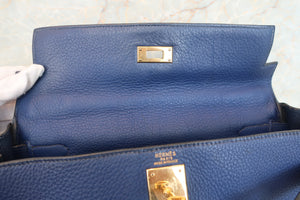 HERMES／エルメス ケリー32 トリヨンクレマンス ブルー 〇Z刻印 ショルダーバッグ 700040243