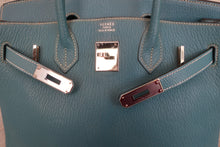 将图片加载到图库查看器，HERMES BIRKIN 30 Chevre myzore goatskim Blue jean □C刻印 Hand bag 500070148
