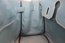 将图片加载到图库查看器，HERMES BIRKIN 30 Chevre myzore goatskim Blue jean □C刻印 Hand bag 500070148
