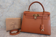 将图片加载到图库查看器，HERMES KELLY 32 Graine Couchevel leather Gold 〇U刻印 Shoulder bag 600100182
