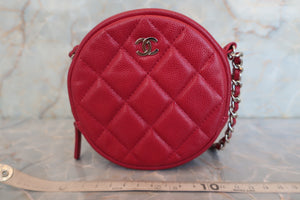 CHANEL Matelasse round chain shoulder bag Caviar skin Red/Silver hadware Shoulder bag 600040067