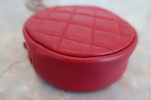 CHANEL Matelasse round chain shoulder bag Caviar skin Red/Silver hadware Shoulder bag 600040067