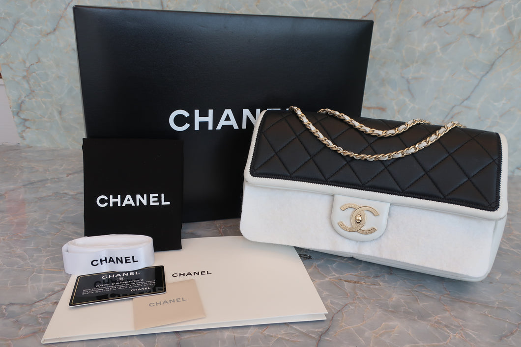 CHANEL/シャネル マトラッセチェーンショルダーバッグ ラムスキン ブラック/ホワイト/ゴールド金具 ショルダーバッグ 700070008