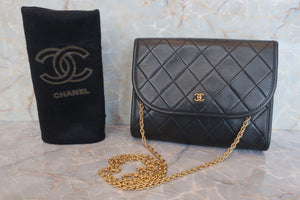 CHANEL Mini matelasse chain shoulder bag Lambskin Black/Gold hadware Shoulder bag 600080103