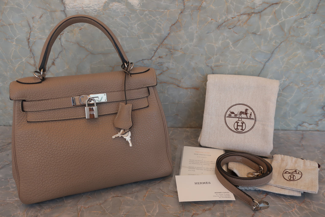 HERMES／エルメス ケリー28 トリヨンクレマンス トゥルティエールグレー □P刻印 ショルダーバッグ 700050289