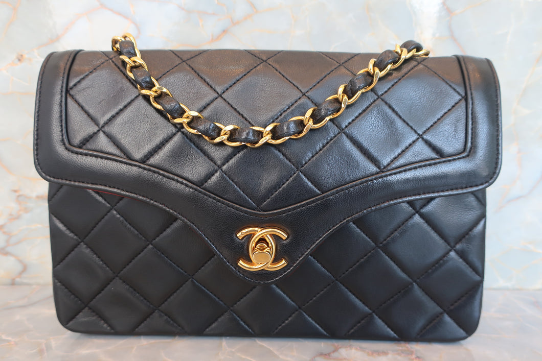 CHANEL/シャネル マトラッセチェーンショルダーバッグ ラムスキン ブラック/ゴールド金具 ショルダーバッグ 700080060