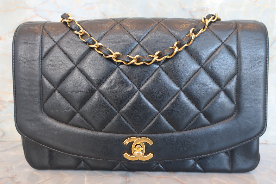 CHANEL/シャネル ダイアナマトラッセチェーンショルダーバッグ ラムスキン ブラック/ゴールド金具 ショルダーバッグ 700080053