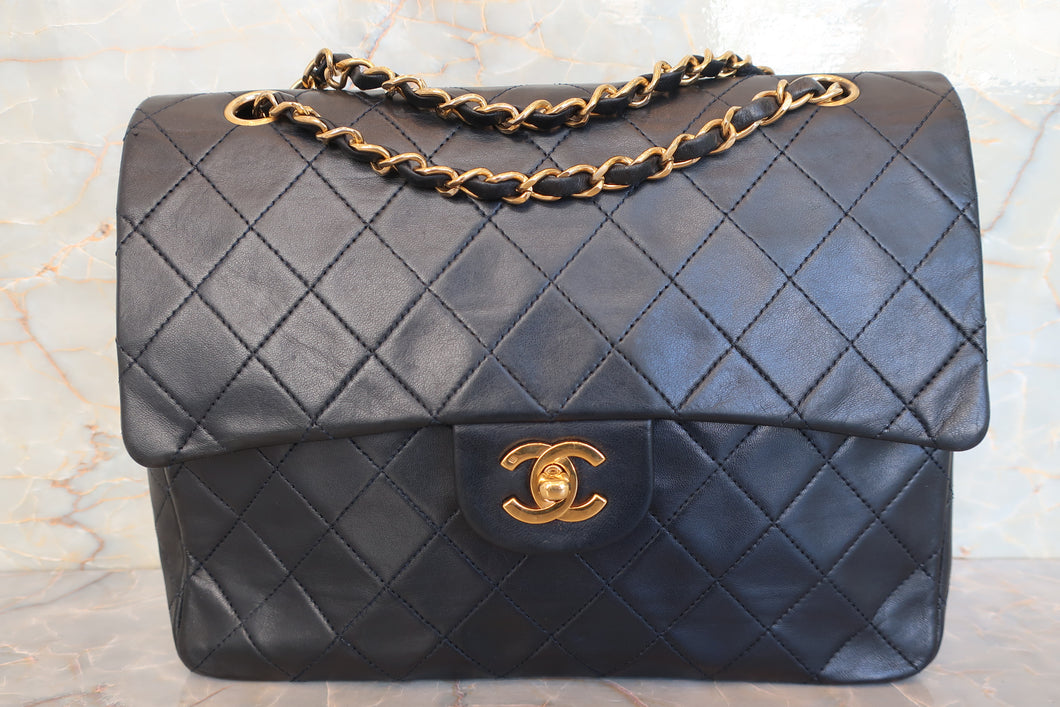 CHANEL Matelasse double flap double chain shoulder bag Lambskin Navy/Gold hadware Shoulder bag 700100126