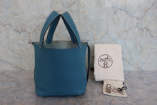 将图片加载到图库查看器，HERMES PICOTIN LOCK PM Clemence leather Blue jean □P刻印 Hand bag 800020118

