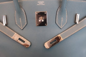 HERMES BIRKIN 30 Graine Couchevel leather Blue jean □I刻印 Hand bag 600100142