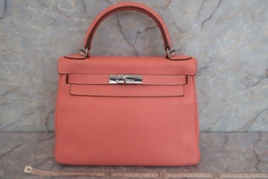 HERMES KELLY 28 Clemence leather Crevette □Q Engraving Shoulder bag 600090199