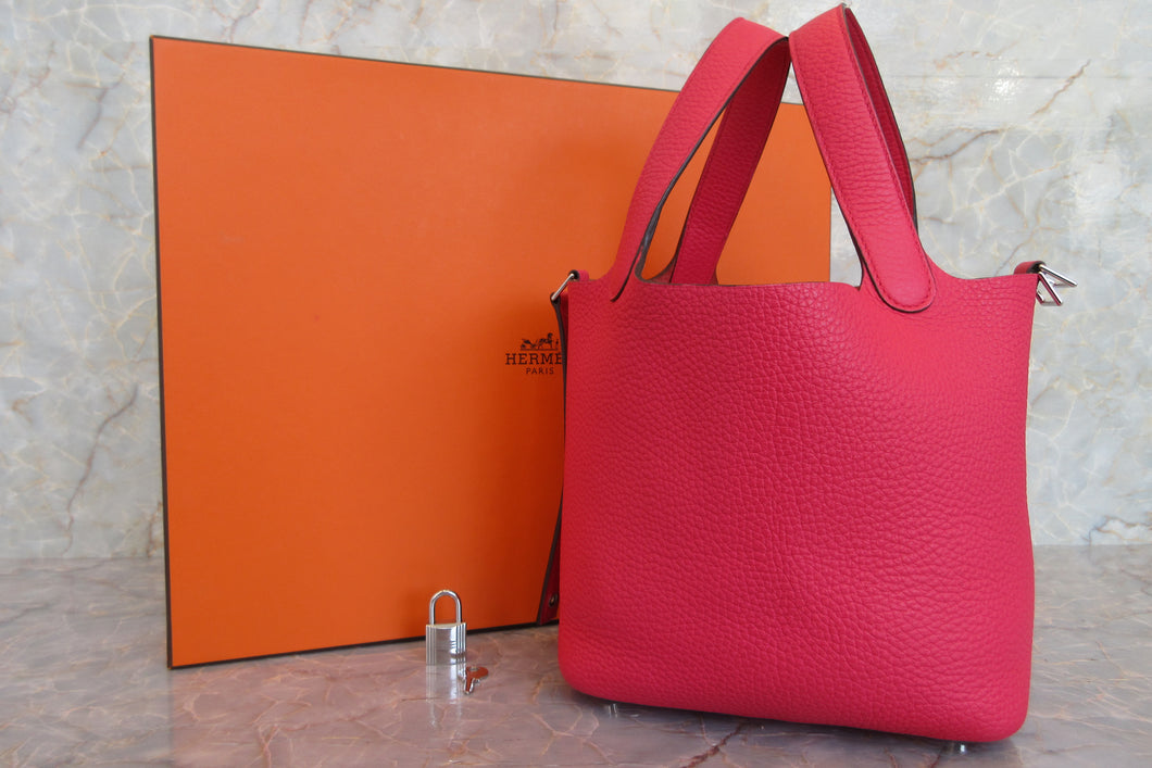 HERMES PICOTIN LOCK PM Clemence leather Rose extreme D刻印 Hand bag 700050227