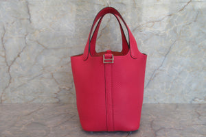HERMES PICOTIN LOCK PM Clemence leather Rose extreme D刻印 Hand bag 700050227
