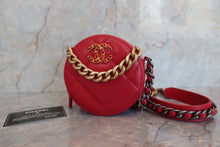 Load image into Gallery viewer, CHANEL Matelasse CHANEL19 round chain shoulder bag Lambskin Red/Gold Hadware/Silver hadware Shoulder bag 600030146
