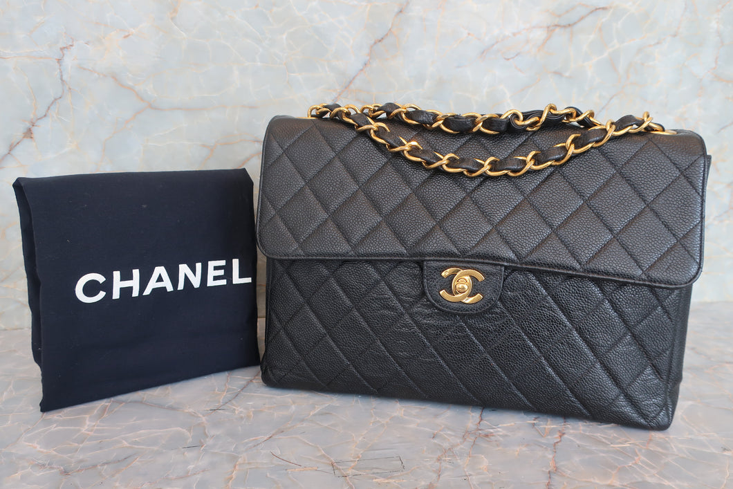 CHANEL/シャネル 中マトラッセシングルフラップチェーンショルダーバッグ キャビアスキン ブラック/ゴールド金具 ショルダーバッグ 700040129