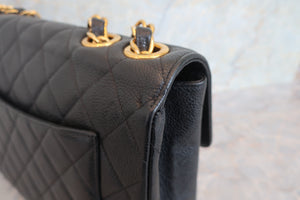 CHANEL/シャネル 中マトラッセシングルフラップチェーンショルダーバッグ キャビアスキン ブラック/ゴールド金具 ショルダーバッグ 700040129