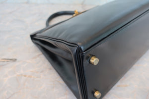 HERMES／エルメス ケリー32 ボックスカーフ ブラック 〇T刻印 ショルダーバッグ 700060258