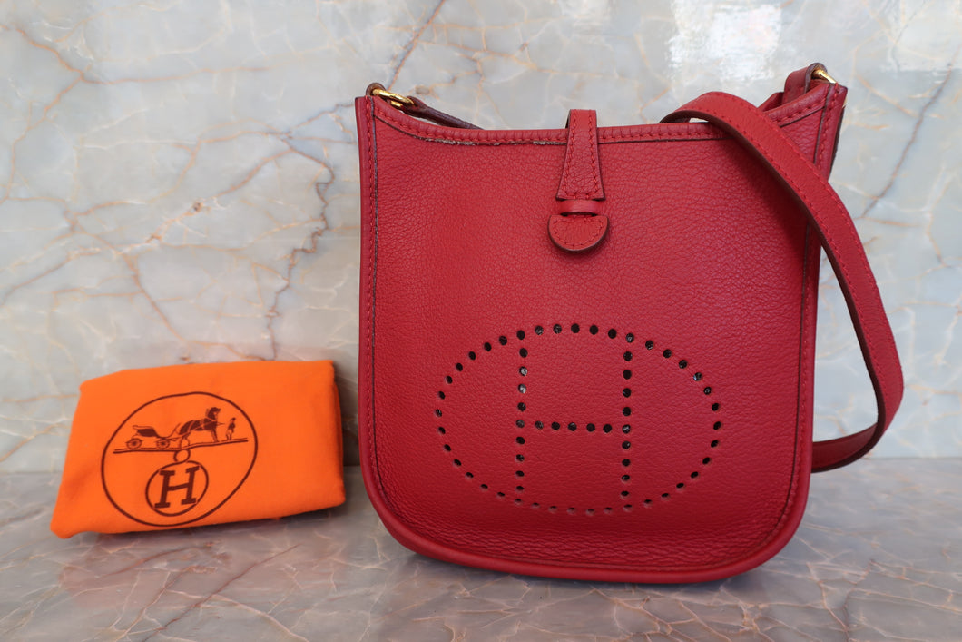 HERMES／エルメス エブリンTPM トリヨンクレマンス ルージュガランス □O刻印 ショルダーバッグ 700100142