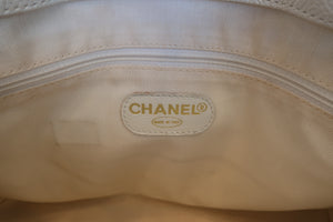 CHANEL/シャネル ロゴトートバッグ キャビアスキン ホワイト/ゴールド金具 トートバッグ 600080100