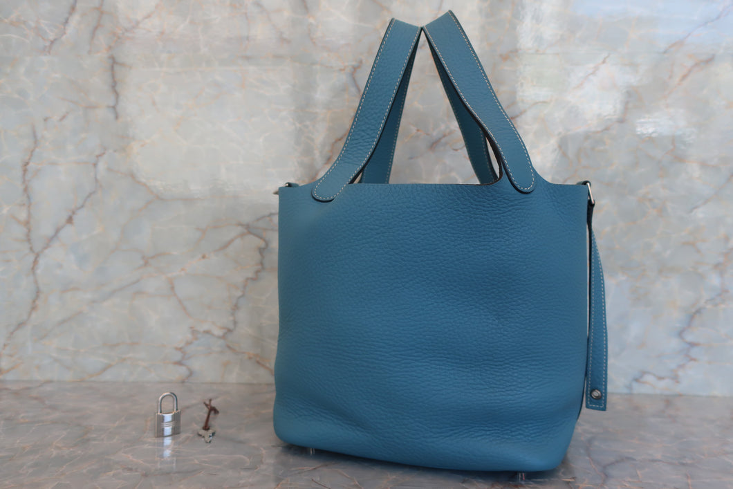 HERMES／エルメス ピコタンロックＭＭ トリヨンクレマンス ブルージーン □O刻印 ハンドバッグ 700050223