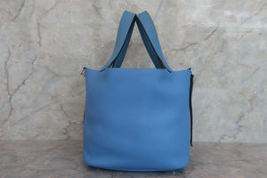 HERMES／エルメス ピコタンロックタッチＭＭ トリヨンクレマンス/ヴォースイフト ブルーパラダイス T刻印 ハンドバッグ 700060288