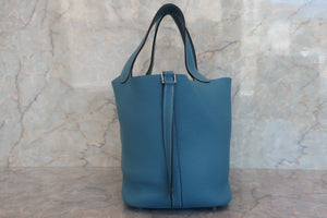 HERMES／エルメス ピコタンロックＭＭ トリヨンクレマンス ブルージーン □O刻印 ハンドバッグ 700050223