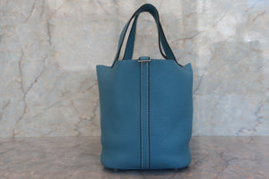 HERMES／エルメス ピコタンロックＭＭ トリヨンクレマンス ブルージーン □O刻印 ハンドバッグ 700050223