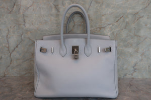 HERMES／エルメス バーキン35 トリヨンクレマンス グレー/マットシルバー金具 □E刻印 ハンドバッグ 700070264