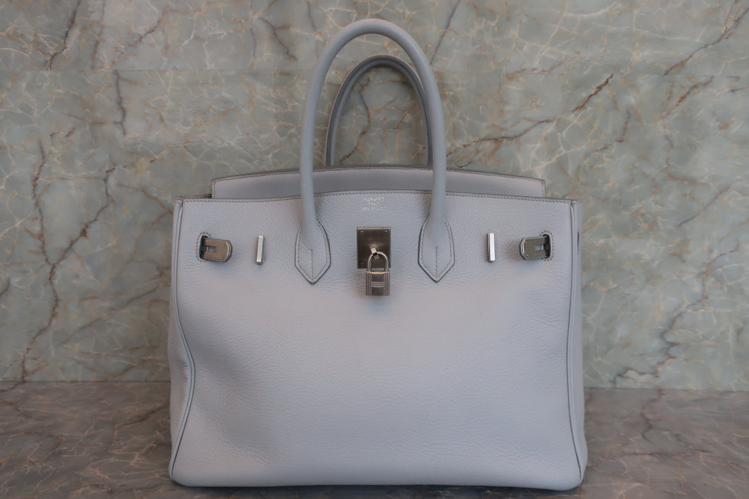 HERMES／エルメス バーキン35 トリヨンクレマンス グレー/マットシルバー金具 □E刻印 ハンドバッグ 700070264