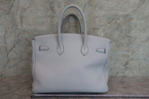 HERMES／エルメス バーキン35 トリヨンクレマンス グレー/マットシルバー金具 □E刻印 ハンドバッグ 700070264
