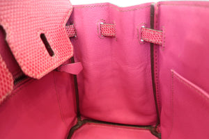 HERMES BIRKIN 25 Lizard Fuschia pink □J刻印 Hand bag 600050165