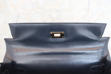 将图片加载到图库查看器，HERMES KELLY 32 Toile H/Box carf leather Beige/Navy 〇Q刻印 Hand bag 600090156
