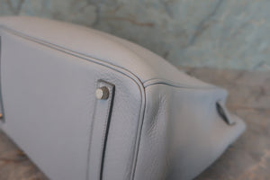 HERMES／エルメス バーキン35 トリヨンクレマンス グレー/マットシルバー金具 □E刻印 ハンドバッグ 700070264