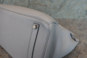 HERMES／エルメス バーキン35 トリヨンクレマンス グレー/マットシルバー金具 □E刻印 ハンドバッグ 700070264