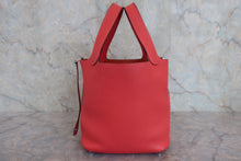 将图片加载到图库查看器，HERMES PICOTIN LOCK PM Clemence leather Rouge pivoine T Engraving Hand bag 800060159
