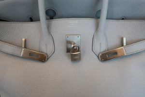 HERMES／エルメス バーキン35 トリヨンクレマンス グレー/マットシルバー金具 □E刻印 ハンドバッグ 700070264