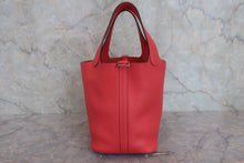 将图片加载到图库查看器，HERMES PICOTIN LOCK PM Clemence leather Rouge pivoine T Engraving Hand bag 800060159
