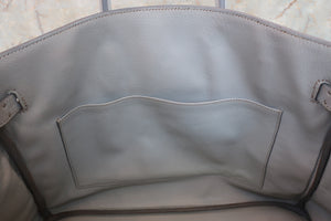HERMES／エルメス バーキン35 トリヨンクレマンス グレー/マットシルバー金具 □E刻印 ハンドバッグ 700070264