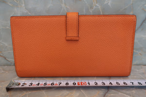 HERMES／エルメス ベアンスフレ ヴォーエプソン マンゴー □P刻印 財布 700090114