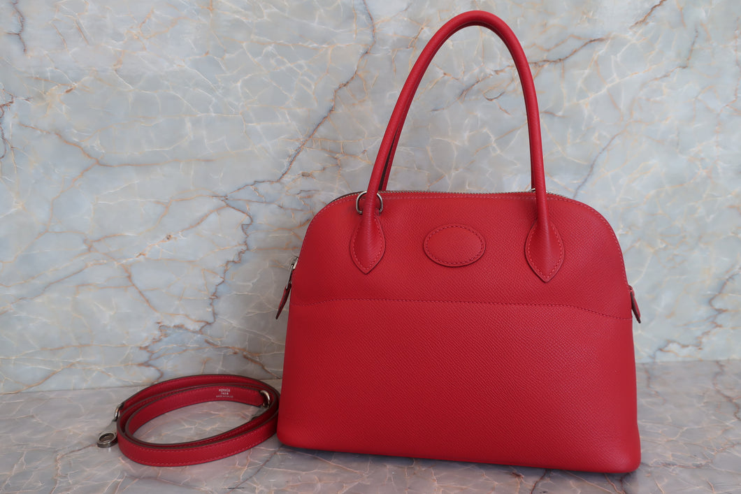 HERMES／エルメス ボリード27 ヴォーエプソン ルージュカザック T刻印 ショルダーバッグ 700070036