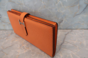 HERMES／エルメス ベアンスフレ ヴォーエプソン マンゴー □P刻印 財布 700090114