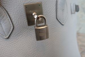 HERMES／エルメス バーキン35 トリヨンクレマンス グレー/マットシルバー金具 □E刻印 ハンドバッグ 700070264