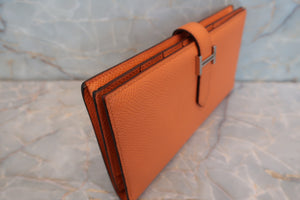 HERMES／エルメス ベアンスフレ ヴォーエプソン マンゴー □P刻印 財布 700090114
