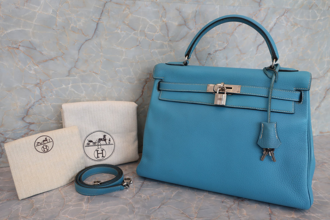 HERMES KELLY 32 Togo leather Blue jean □C刻印 Shoulder bag 600090210