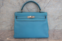 将图片加载到图库查看器，HERMES KELLY 32 Togo leather Blue jean □C刻印 Shoulder bag 600090210
