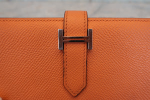 HERMES／エルメス ベアンスフレ ヴォーエプソン マンゴー □P刻印 財布 700090114