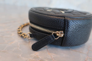 CHANEL Matelasse round chain shoulder bag Caviar skin Black/Gold hadware Shoulder bag 600040055