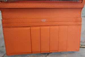 HERMES／エルメス ベアンスフレ ヴォーエプソン マンゴー □P刻印 財布 700090114